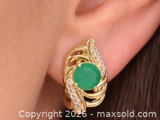 MaxSold Auction: Silver(4.03g)Green Onyx Earring  - Toronto (Ontario, Canada) PARTNER MANAGED Downsizing Online Auction - Yonge Street