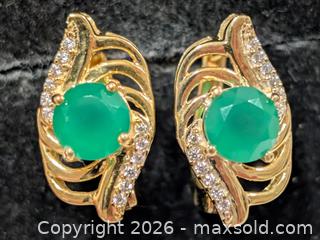 MaxSold Auction: Silver(4.03g)Green Onyx Earring  - Toronto (Ontario, Canada) PARTNER MANAGED Downsizing Online Auction - Yonge Street