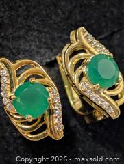 MaxSold Auction: Silver(4.03g)Green Onyx Earring  - Toronto (Ontario, Canada) PARTNER MANAGED Downsizing Online Auction - Yonge Street
