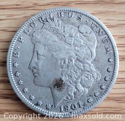 MaxSold Auction: 1901 Morgan silver dollar  - Gloucester (Massachusetts, USA) SELLER MANAGED Downsizing Online Auction - Kondelin Road