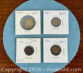 MaxSold Auction: 1800s–1920 World Silver Coin Lot France Belgium UK 1 Franc 20 Centimes 3 Pence Sixpence - Hamilton (Ontario, Canada) SELLER MANAGED Estate Sale Online Auction - Gertrude Street