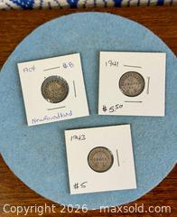 MaxSold Auction: Newfoundland Silver 10 Cents Lot (1904, 1941, 1943) George V/VI Canada Maritime Coins - Hamilton (Ontario, Canada) SELLER MANAGED Estate Sale Online Auction - Gertrude Street