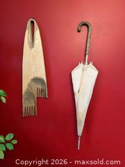 MaxSold Auction: Andre Michaud Hand Carved Wood Wall Art – Umbrella & Scarf Quebec Folk Art - London (Ontario, Canada) PARTNER MANAGED Downsizing Online Auction - Trillium Crescent