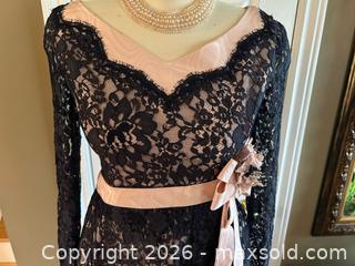 MaxSold Auction: Handmade 1960s Black Lace Evening Dress Pink Poly Satin Lining XS/Small - London (Ontario, Canada) PARTNER MANAGED Downsizing Online Auction - Trillium Crescent