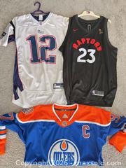 MaxSold Auction: Lot of 3 Team Jerseys: McDavid, Brady, VanVleet - Cambridge (Ontario, Canada) SELLER MANAGED Downsizing Online Auction - Newport Drive