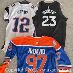 MaxSold Auction: Lot of 3 Team Jerseys: McDavid, Brady, VanVleet - Cambridge (Ontario, Canada) SELLER MANAGED Downsizing Online Auction - Newport Drive