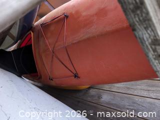 MaxSold Auction: Orange Sit-in Recreational Kayak Plastic Polyethylene - Newboro (Ontario, Canada) SELLER MANAGED Downsizing Online Auction - New Street