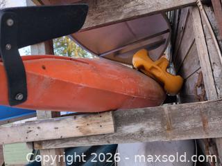 MaxSold Auction: Orange Sit-in Recreational Kayak Plastic Polyethylene - Newboro (Ontario, Canada) SELLER MANAGED Downsizing Online Auction - New Street