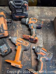 MaxSold Auction: Ridgid 18V Cordless Drill, Impact Driver, Batteries, Charger, Radio - Newboro (Ontario, Canada) SELLER MANAGED Downsizing Online Auction - New Street