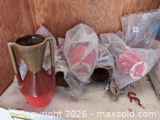 MaxSold Auction: Set of 10 Red/Brown/Tan Glazed Ceramic Vases - Newboro (Ontario, Canada) SELLER MANAGED Downsizing Online Auction - New Street