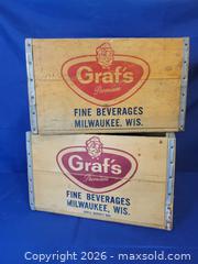 MaxSold Auction: Beautiful antique Graf's premium wooden beverage crates - Lakewood (Colorado, USA) PARTNER MANAGED Moving Online Auction -  West Virginia Avenue