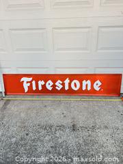 MaxSold Auction: Vintage Original Firestone Large Metal Sign 72 in x 12 in - San Jose (California, USA) SELLER MANAGED Estate Sale Online Auction - Kittery Court