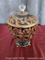 MaxSold Auction: Baroque Black & Antique Gold Decorative Urn with Lid - Las Vegas (Nevada, USA) PARTNER MANAGED Estate Sale Online Auction - Masked Duck Avenue