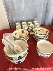 MaxSold Auction: Ceramic Dinnerware Set with Fruit Motif, ~15 Pieces - Las Vegas (Nevada, USA) PARTNER MANAGED Estate Sale Online Auction - Masked Duck Avenue