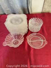 MaxSold Auction: Clear Glass Hobnail & Diamond Point Dish Set, Plates & Bowls - Las Vegas (Nevada, USA) PARTNER MANAGED Estate Sale Online Auction - Masked Duck Avenue