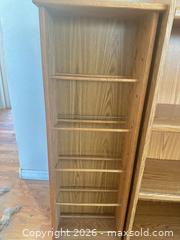 MaxSold Auction: Light Oak Veneer Tall Bookcase with Narrow Media/CD Rack - Las Vegas (Nevada, USA) PARTNER MANAGED Estate Sale Online Auction - Masked Duck Avenue
