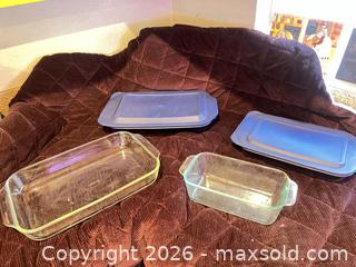MaxSold Auction: Pyrex Glass Baking/Casserole Dishes with Blue Lids (Set of 2) - Las Vegas (Nevada, USA) PARTNER MANAGED Estate Sale Online Auction - Masked Duck Avenue