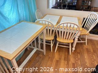 MaxSold Auction: Solid Wood Dining Table with Tile Inset Top, 4 Seats + Bench - Las Vegas (Nevada, USA) PARTNER MANAGED Estate Sale Online Auction - Masked Duck Avenue