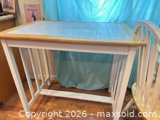 MaxSold Auction: Solid Wood Dining Table with Tile Inset Top, 4 Seats + Bench - Las Vegas (Nevada, USA) PARTNER MANAGED Estate Sale Online Auction - Masked Duck Avenue