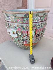 MaxSold Auction: Vintage Famille Rose Porcelain Fishbowl Planter on Wood Stand - Las Vegas (Nevada, USA) PARTNER MANAGED Estate Sale Online Auction - Masked Duck Avenue