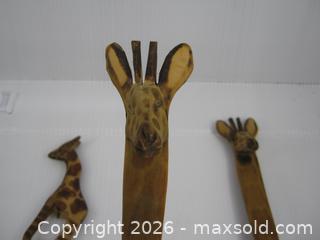 MaxSold Auction: Old African Hand Carved Wood Salad Set w/ Giraffes - Esquimalt (British Columbia, Canada) SELLER MANAGED Downsizing Online Auction - Yarrow                