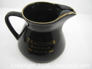 MaxSold Auction: Old Wade Black & Gold Ceramic Teacher's Scotch Whisky Advertising Bar Jug - Esquimalt (British Columbia, Canada) SELLER MANAGED Downsizing Online Auction - Yarrow                