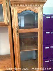 MaxSold Auction: 3-Piece Oak Entertainment Center Wall Unit with Glass Doors - Calgary (Alberta, Canada) PARTNER MANAGED Downsizing Online Auction - Huntcroft Way Northeast