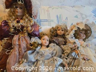 MaxSold Auction: Lot of 4 Porcelain/Bisque Collector Dolls, 12–24 in - Calgary (Alberta, Canada) PARTNER MANAGED Downsizing Online Auction - Huntcroft Way Northeast