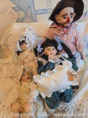 MaxSold Auction: Vintage Porcelain/Bisque Head Clown & Baby Style Dolls, Mixed Sizes - Calgary (Alberta, Canada) PARTNER MANAGED Downsizing Online Auction - Huntcroft Way Northeast