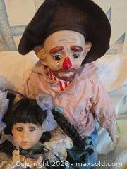 MaxSold Auction: Vintage Porcelain/Bisque Head Clown & Baby Style Dolls, Mixed Sizes - Calgary (Alberta, Canada) PARTNER MANAGED Downsizing Online Auction - Huntcroft Way Northeast