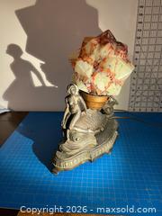 MaxSold Auction: ART DECO 1920s-30s Mermaid & Nude maiden on Dolphin with hand blown STARBURST glass shade - Hamilton (Ontario, Canada) SELLER MANAGED Downsizing Online Auction - Tragina Avenue North