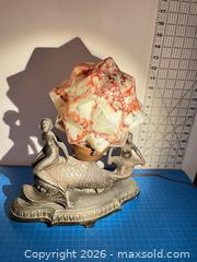 MaxSold Auction: ART DECO 1920s-30s Mermaid & Nude maiden on Dolphin with hand blown STARBURST glass shade - Hamilton (Ontario, Canada) SELLER MANAGED Downsizing Online Auction - Tragina Avenue North