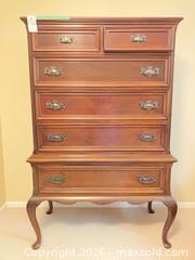 MaxSold Auction: Mahogany Solid Wood Queen Anne Highboy Chest, 6 Drawers - Central Saanich (British Columbia, Canada) PARTNER MANAGED Moving Online Auction - Cultra Avenue