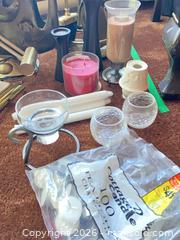 MaxSold Auction: Mixed Vintage Brass & Glass Candles, Lamps & Fireplace Tools  - Central Saanich (British Columbia, Canada) PARTNER MANAGED Moving Online Auction - Cultra Avenue