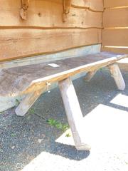 MaxSold Auction: Rustic Solid Wood Bench, Brown/Natural Distressed Finish - Central Saanich (British Columbia, Canada) PARTNER MANAGED Moving Online Auction - Cultra Avenue