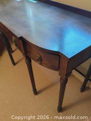 MaxSold Auction: Solid Wood Dark Mahogany Console Table with 3 Drawers - Central Saanich (British Columbia, Canada) PARTNER MANAGED Moving Online Auction - Cultra Avenue
