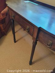 MaxSold Auction: Solid Wood Dark Mahogany Console Table with 3 Drawers - Central Saanich (British Columbia, Canada) PARTNER MANAGED Moving Online Auction - Cultra Avenue