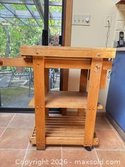 MaxSold Auction: Solid Wood Kitchen Island Cart with Open Shelving & Casters - Central Saanich (British Columbia, Canada) PARTNER MANAGED Moving Online Auction - Cultra Avenue