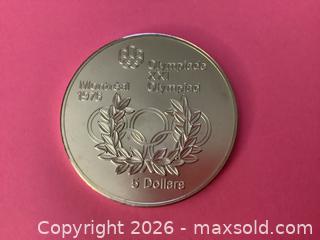 MaxSold Auction: 1976 Canadian Sterling Silver $5 Montreal Olympic Coin  - Ajax (Ontario, Canada) SELLER MANAGED Reseller Online Auction - Pickering Beach Road