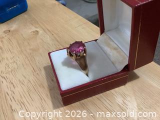 MaxSold Auction: Large Vintage Men’s 10 Kt Gold Ring with Heart Shaped Synthetic Ruby or Corundum - Ajax (Ontario, Canada) SELLER MANAGED Reseller Online Auction - Pickering Beach Road