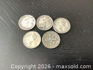 MaxSold Auction: Lot of 5 Silver Dimes (4 Canadian & 1 U.S.) - Ajax (Ontario, Canada) SELLER MANAGED Reseller Online Auction - Pickering Beach Road