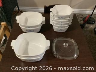 MaxSold Auction: Lot of Eleven (11) Vintage Corning Ware Casserole Dishes Including 6 Petite Dishes  - Ajax (Ontario, Canada) SELLER MANAGED Reseller Online Auction - Pickering Beach Road