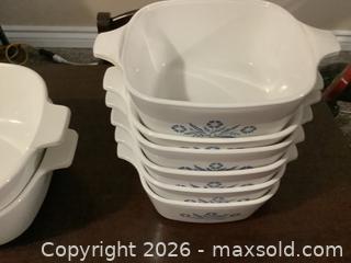 MaxSold Auction: Lot of Eleven (11) Vintage Corning Ware Casserole Dishes Including 6 Petite Dishes  - Ajax (Ontario, Canada) SELLER MANAGED Reseller Online Auction - Pickering Beach Road