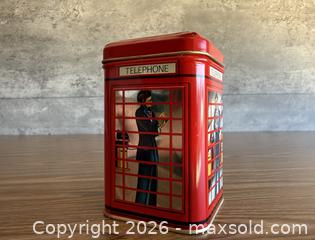 MaxSold Auction: Vintage Ahmad Tea Red Metal Hinged Lid Telephone Booth Phone Box - Los Altos (California, USA) SELLER MANAGED Estate Sale Online Auction - Holt Avenue
