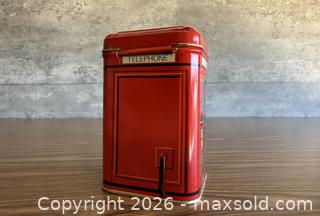 MaxSold Auction: Vintage Ahmad Tea Red Metal Hinged Lid Telephone Booth Phone Box - Los Altos (California, USA) SELLER MANAGED Estate Sale Online Auction - Holt Avenue