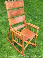 MaxSold Auction: Handcrafted Leather & Wood Rocking Chair – Costa Rica – Foldableocking Chair - Toronto (Ontario, Canada) SELLER MANAGED Downsizing Online Auction - Valecrest Drive