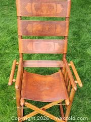 MaxSold Auction: Handcrafted Leather & Wood Rocking Chair – Costa Rica – Foldableocking Chair - Toronto (Ontario, Canada) SELLER MANAGED Downsizing Online Auction - Valecrest Drive