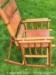 MaxSold Auction: Handcrafted Leather & Wood Rocking Chair – Costa Rica – Foldableocking Chair - Toronto (Ontario, Canada) SELLER MANAGED Downsizing Online Auction - Valecrest Drive