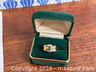 MaxSold Auction: 14K Yellow Gold Emerald & Diamond Ring 0.38ct Emerald 0.07ctw Diamonds - Hamilton (Ontario, Canada) SELLER MANAGED Estate Sale Online Auction - Gertrude Street