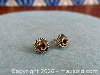 MaxSold Auction: DAVID YURMAN 'Citrine Cookie' Stud Earrings - Sterling Silver + 14k Gold - Hamilton (Ontario, Canada) SELLER MANAGED Estate Sale Online Auction - Gertrude Street